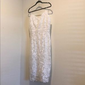 White open back shift dress